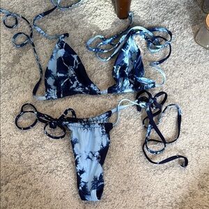 Blue Tie-Dye Bikini Set